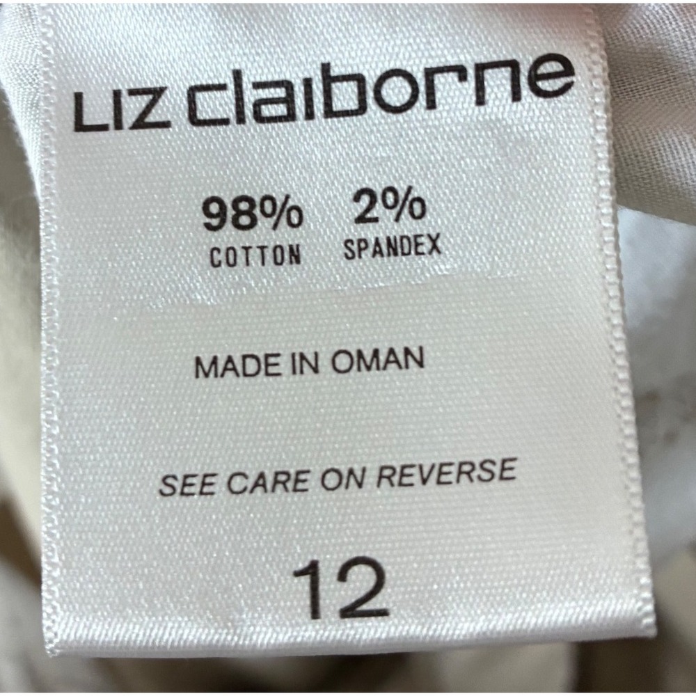 Liz Claiborne Classic Khaki Chino Pants Womens 12 Straight Leg Stretch Tan - Picture 5 of 6